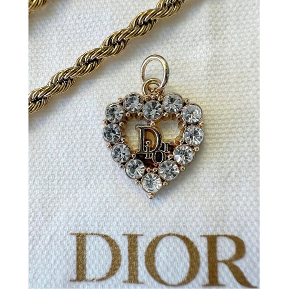 DIOR AUTHENTIC GOLD TONE RHINESTONE HEART VINTAGE ZIPPER PULL - Picture 1 of 4